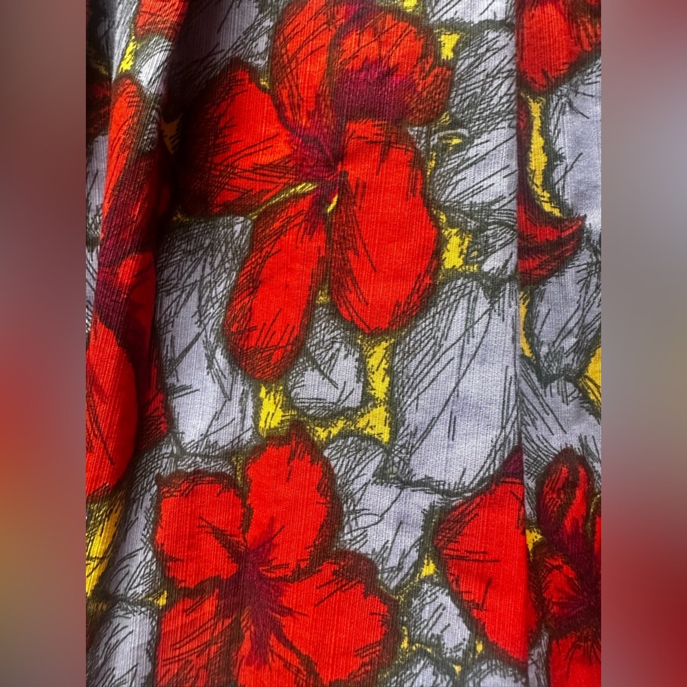 H&M Red Floral Pleated Midi Skirt Knee Length A-Line Print Size 6 - Picture 4 of 10